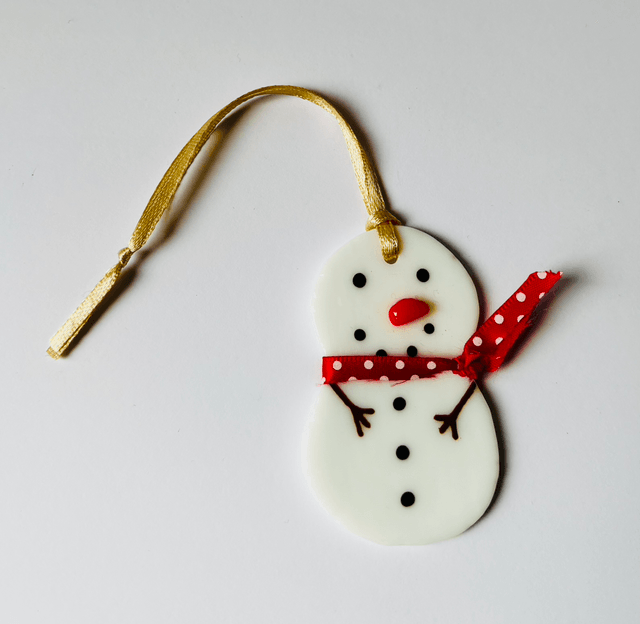 Snowman with Ribbon Scarf Hanging Decoration 