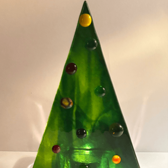 Christmas Tree - Streaky Green Tealight Holder 