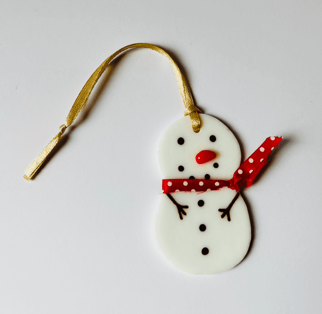 Snowman with Ribbon Scarf Hanging Decoration 
